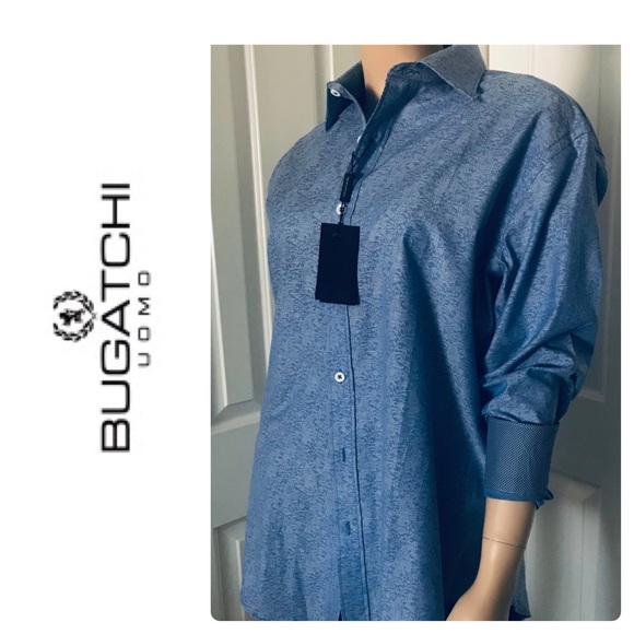 New Bugatchi Floral Tech Long-Sleeve Sport Shirt - Picture 4 of 17